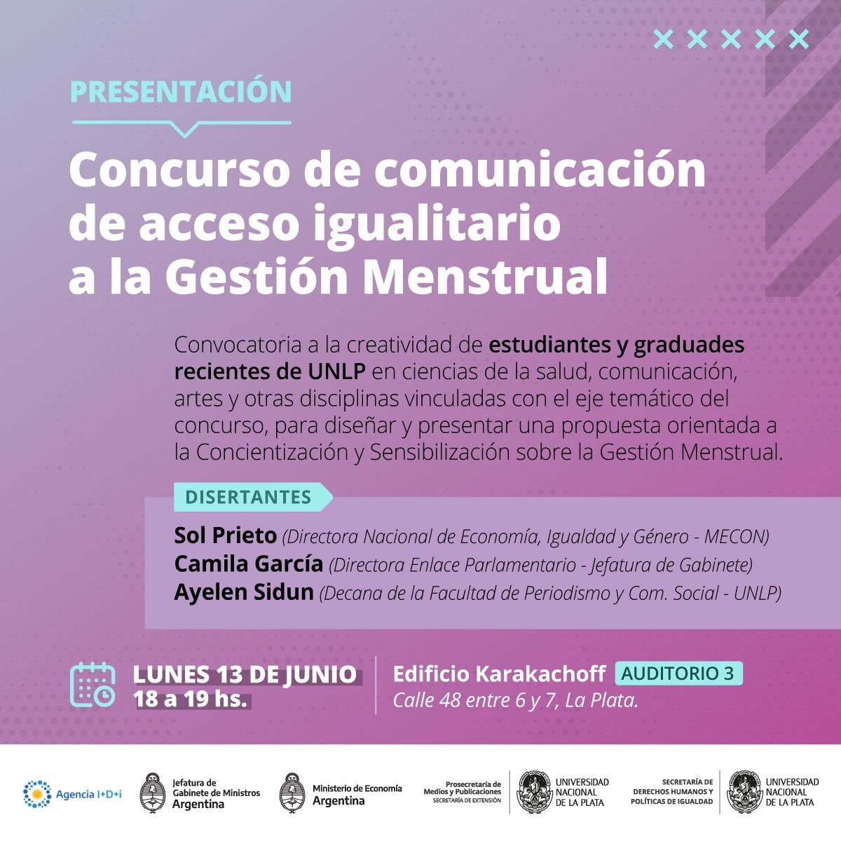 LA UNLP LANZA UN CONCURSO DE COMUNICACIÓN DE ACCESO IGUALITARIO A LA GESTIÓN MENSTRUAL