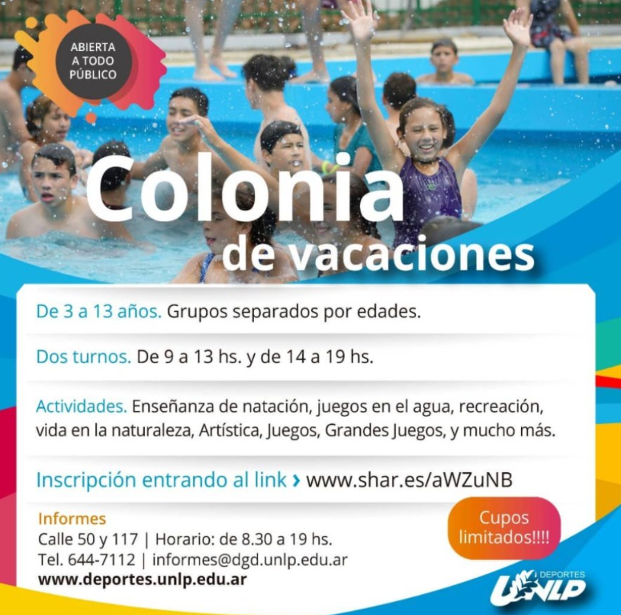 CONTINÚA ABIERTA LA INSCRIPCIÓN A LA COLONIA DE VACACIONES DE LA UNLP