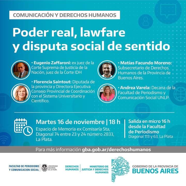 EL GOBIERNO BONAERENSE ORGANIZA CHARLAS SOBRE LAWFARE Y COMUNICACIÓN