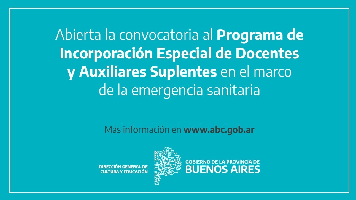 EXTIENDEN INCORPORACIÓN DE DOCENTES Y AUXILIARES SUPLENTES BONAERENSES