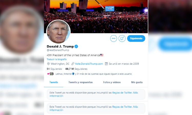 BLOQUEARON LAS REDES SOCIALES DE DONALD TRUMP